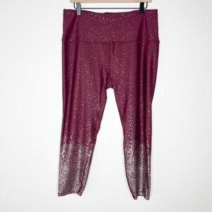 Beyond Yoga Alloy Ombré High Waisted Midi Legging Burgundy Silver size 2X
